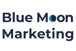 Blue Moon Marketing logo featuring bold typography and crescent moon design, representing the launch of a visionary Metro Vancouver digital marketing agency delivering creative, results-driven strategies.